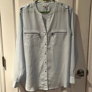 Calvin Klein Light Blue Long Sleeve Button-Front Blouse